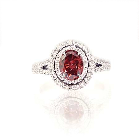 0.80 carat Red Oval set