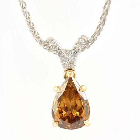 Anhänger mit Solitär-Diamant in Birnenform in Fancy Orangy Brown mit 1,00 Karat