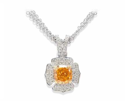 1.06 carat Fancy Intense Orange Pendant