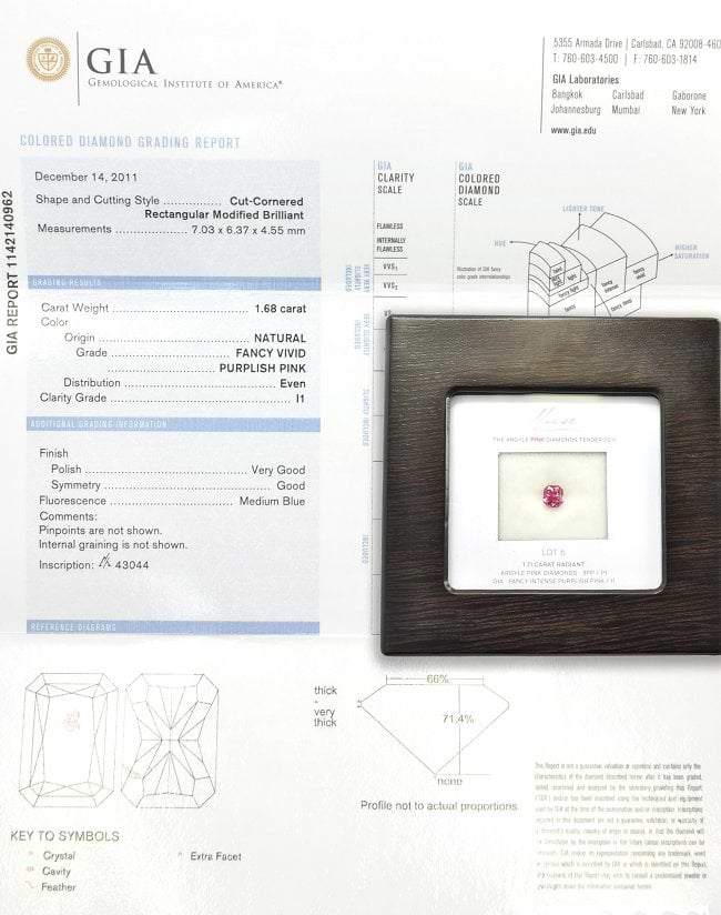 1.68-carat, Fancy Vivid Purplish Pink ARGYLE, Radiant-shaped Diamond + GIA Certificate