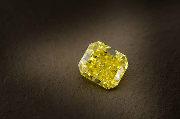 A 17 carat radiant shaped yellow diamond