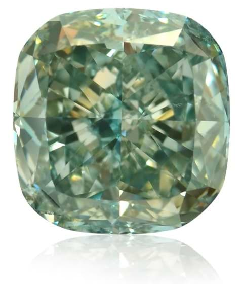 2.06 carat, Fancy Intense Blue Green, Cushion Shape, SI1 Clarity, GIA certified