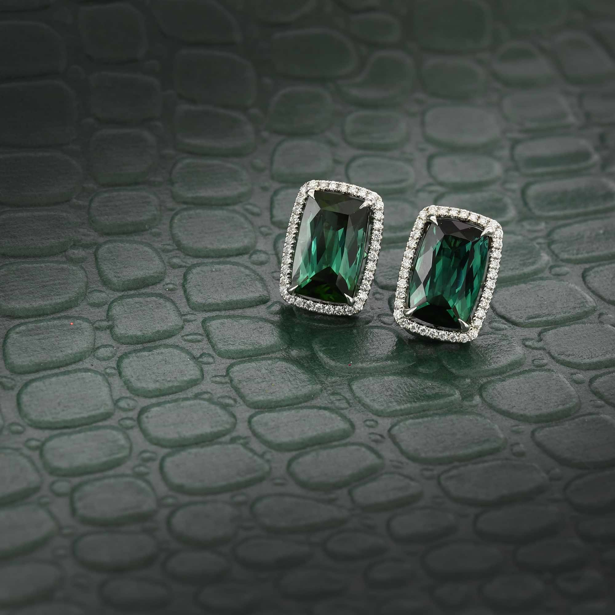 LEIBISH Green Tourmaline Halo Earrings