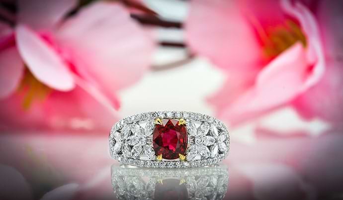 An unheated ruby ring