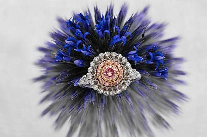 magnificent 0.68 carat, Argyle fancy intense purplish pink diamond ring 
