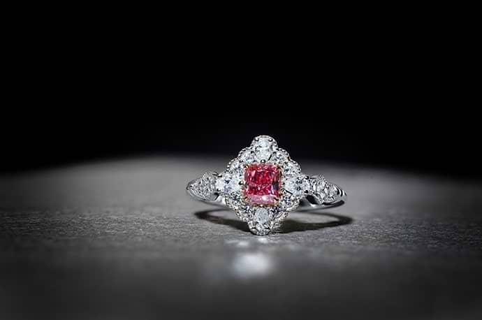 A purplish pink Argyle diamond engagement ring by Leibish