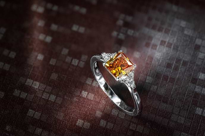 Orange diamond engagement ring