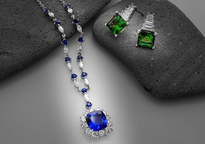 Green Tourmaline and Diamond Drop Earrings