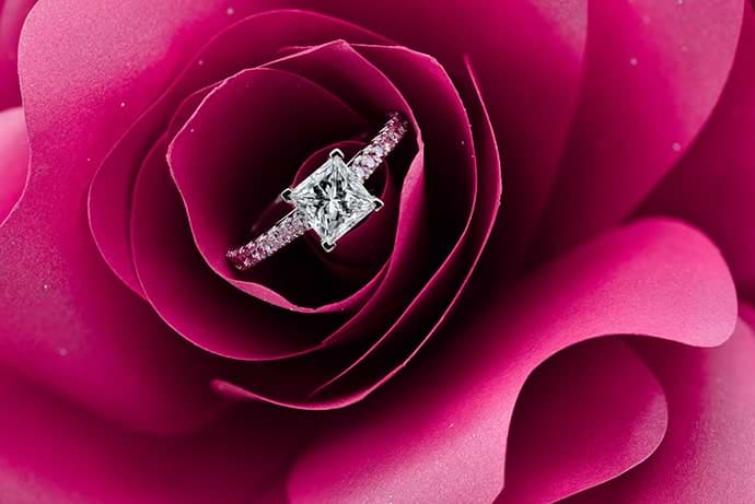 1.34 carat (TW) Princess-cut & Pink Diamond Engagement Ring