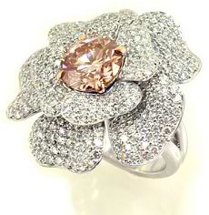 3.21ct Round, Fancy Light Pinkish Brown - Designer Ring