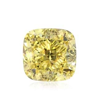 3.52 carat Fancy Intense Yellow Cushion Shaped diamond