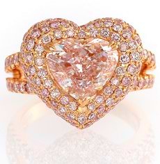 3.57ct Heart shape, Pink - Designer Ring