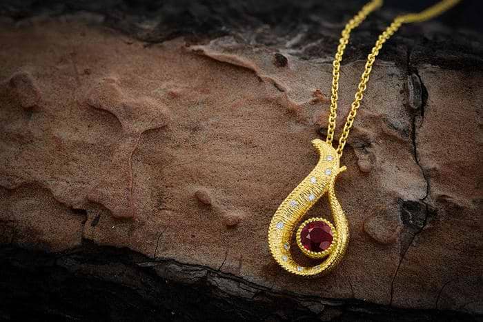 Pigeon Blood Red Ruby Drop Pendant (0.65Ct TW)