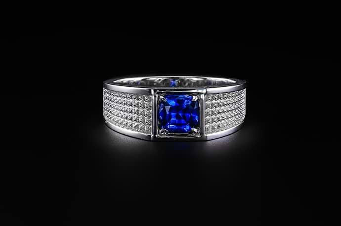 Blue Sapphire Cushion Men's Ring