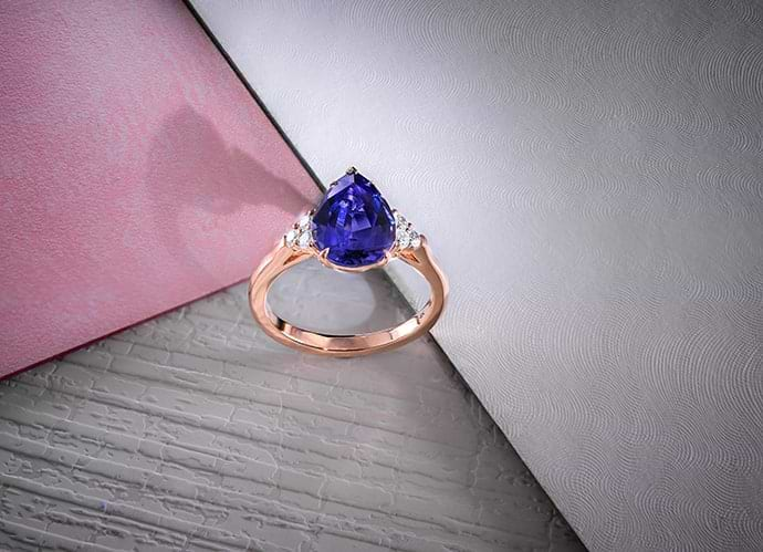 Tanzanite Pear Side Stone Ring (2.74Ct TW)