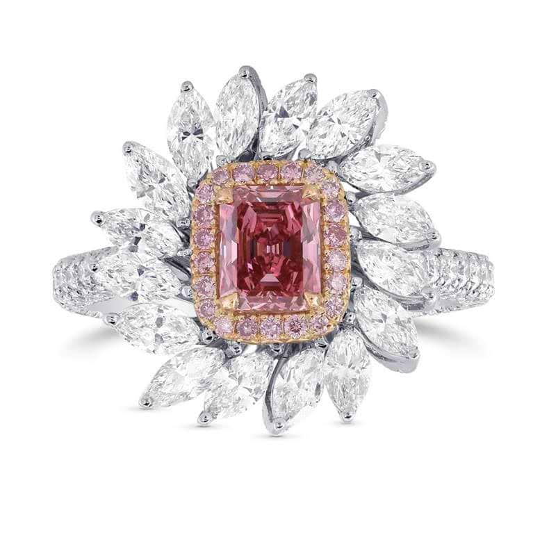  Vivid Pink Emerald Diamond Dress Ring by LEIBISH