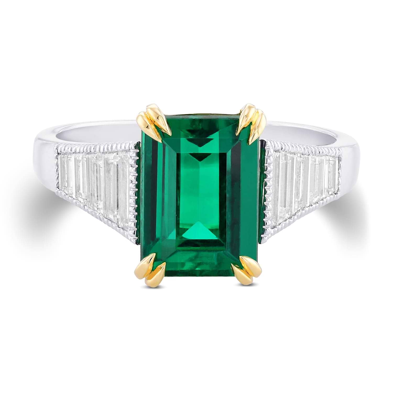 Colombian Emerald and Diamond Sidestone Ring (3.17Ct TW)