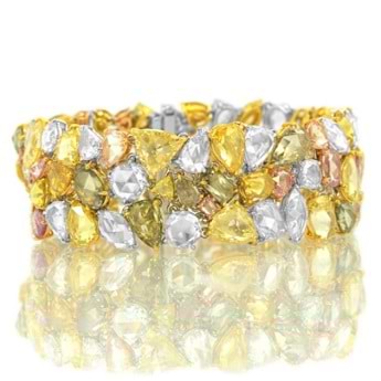 54.84 carat Tutti Frutti Multicolored Diamond Bracelet