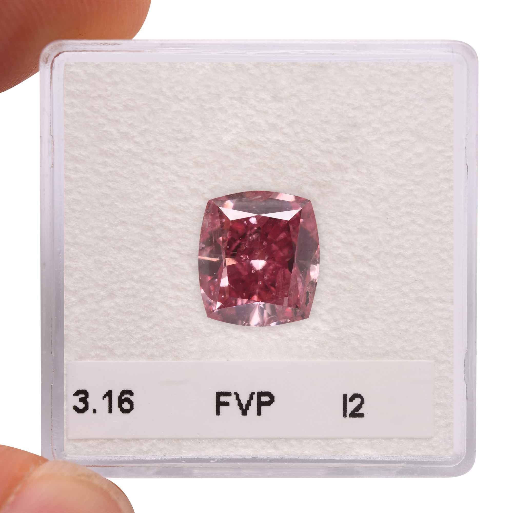 3.16 carat, Fancy Vivid Pink Diamond, 1P, Cushion Shape, I2 Clarity, GIA & ARGYLE