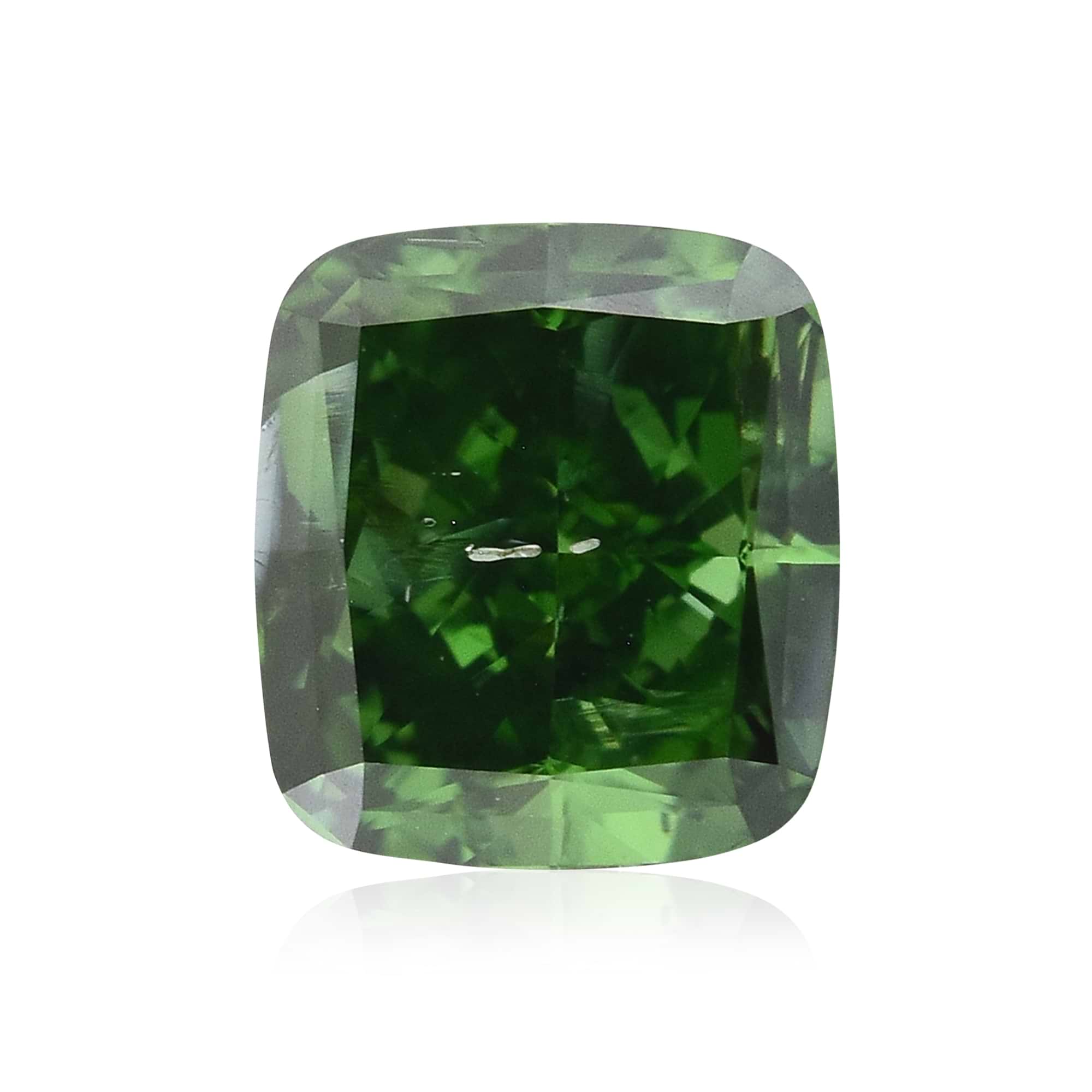 LEIBISH 0.50 carat, Fancy Deep Green Diamond, Cushion Shape, I2 Clarity
