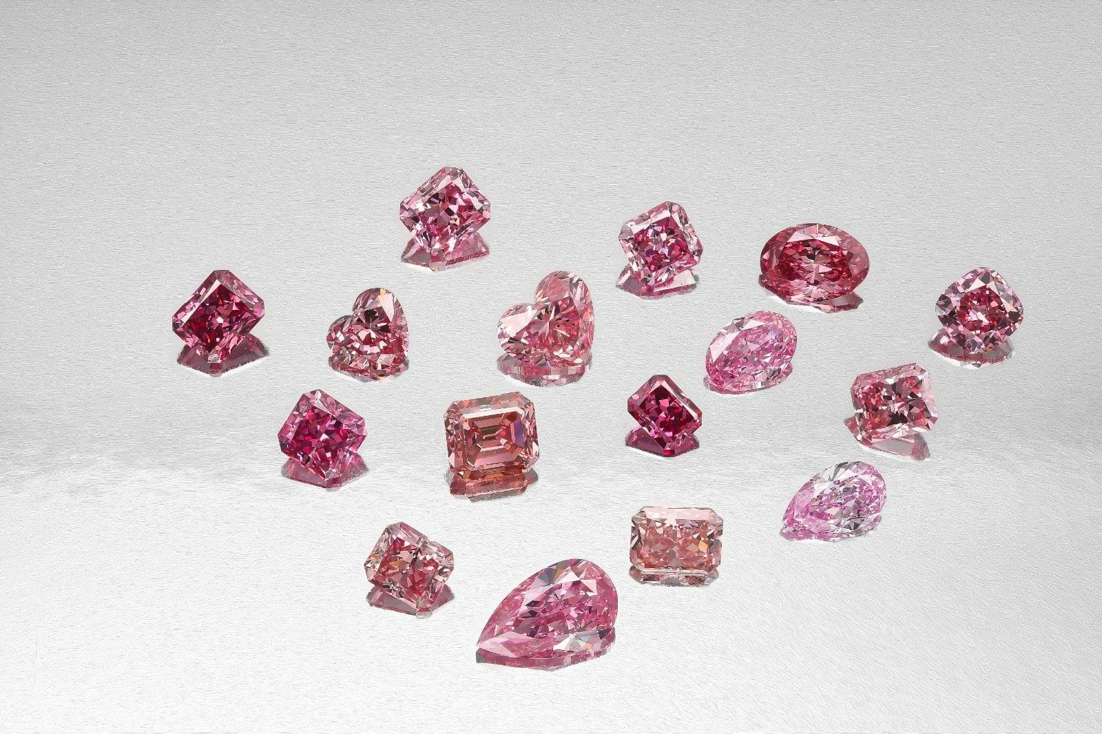 The 16 stones won by LEIBISH at the 2020 Argyle Diamond Tender