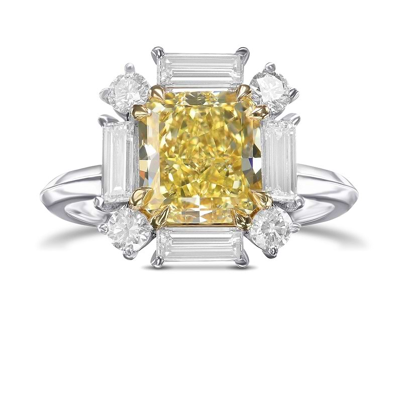 LEIBISH Fancy Yellow Cushion Halo Diamond Ring