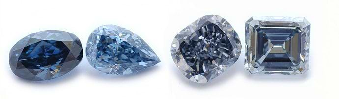 The different color intensities of natural blue diamonds