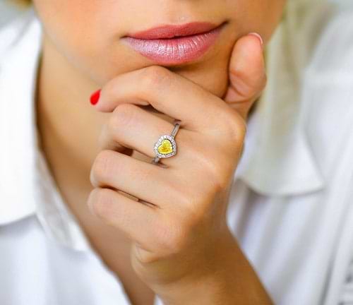 Yellow Heart Shaped Diamond Ring