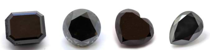 black diamonds in a variety of cuts and shapes