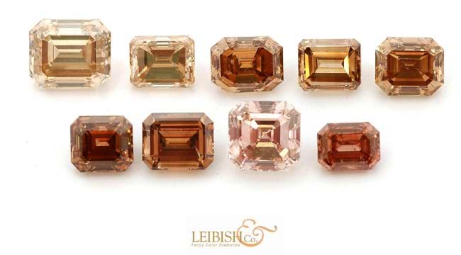 Collection of Emerald Shaped Brown Diamonds