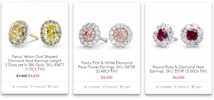 Color diamond and gemstone earrings
