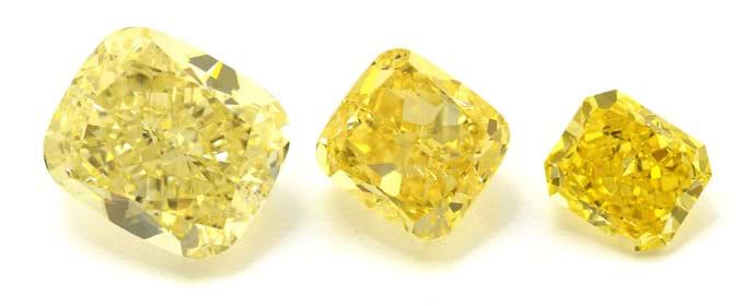 Vergleich der Diamantenintensität gelber Diamanten