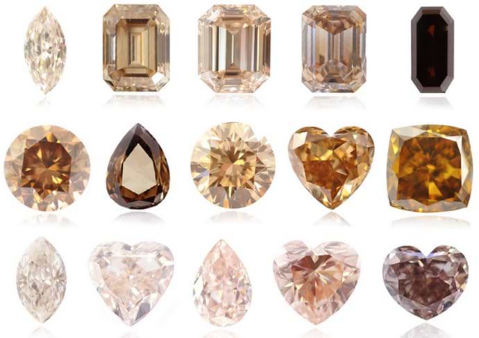 Different Intensities and Color Combinations of Brown Colored Diamonds