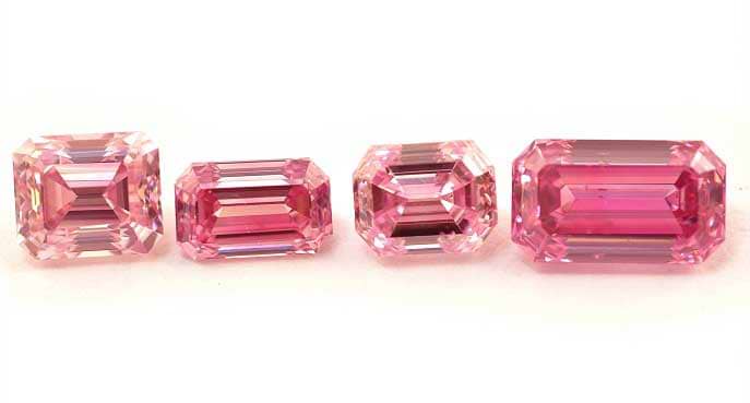 Emerald shape pink diamonds