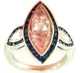 Fancy Pink Marquis in Blue Sapphire Ring