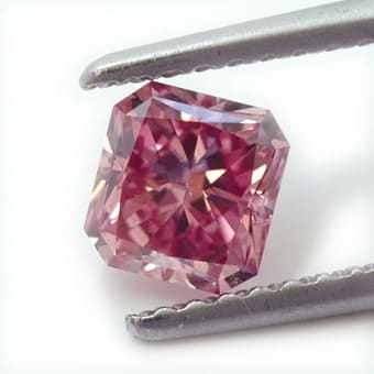 0.72 carat, Fancy Vivid Purplish Pink, Radiant Shape, SI1 Clarity, GIA, SKU PL4088