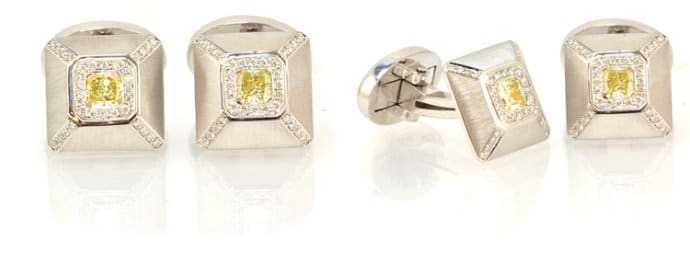 Fancy Yellow Radiant Diamond Cufflinks