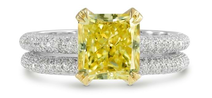 Fancy Intense Yellow Radiant Diamond Wedding Set (2.56Ct TW)
