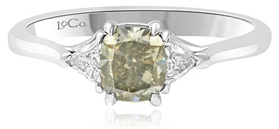 LEIBISH 1.01 carat Fancy Gray cushion and Triangle diamond ring