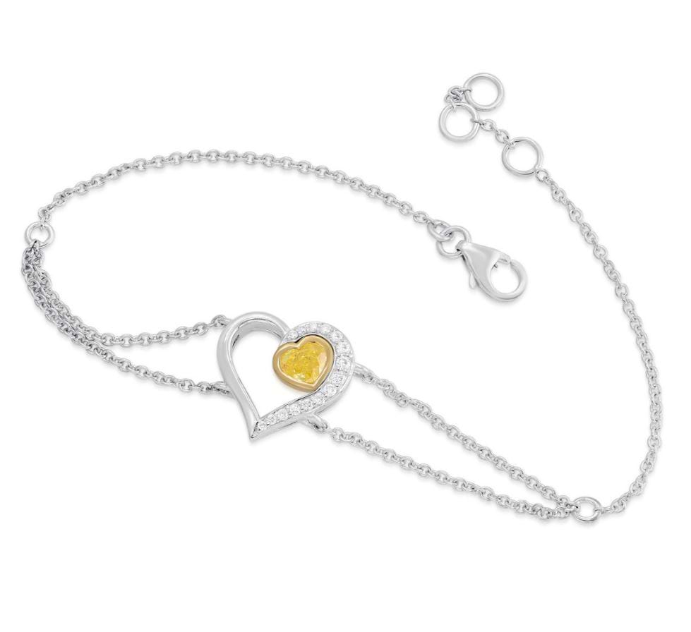 Fancy Intense Yellow Diamond, Heart Pave Bracelet (0.38Ct TW) SKU:   340628