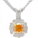 1.06ct Fancy Intense Orange Cushion diamond, SI1, Necklace