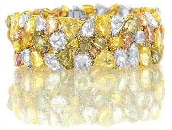 54.84 carat, Multicolored Rose-cut Diamond Bracelet