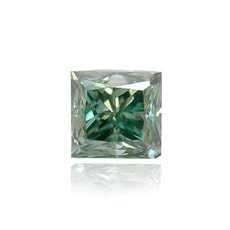 0.19 Carat, Fancy Deep Bluish Green Diamond, Princess, VS2
