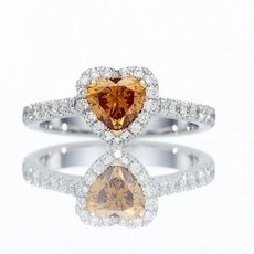 0.70 Carat, Fancy Deep Yellowish Orange Heart Diamond Engagement Ring