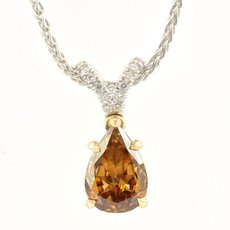 1.00 carat, Fancy Orangy Brown, Pear-shaped Solitaire Diamond Pendant
