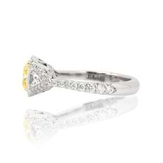 1.11 Carat, Fancy Yellow, Cushion-cut Diamond Ring