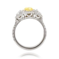 1.11 Carat, Fancy Yellow, Cushion-cut Diamond Ring