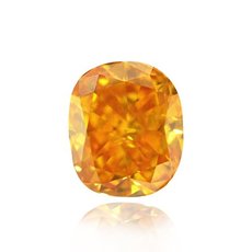 1.44 Carat, Fancy Vivid Yellowish Orange Diamond, Cushion