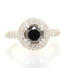 1.59 Carat, Round, Black Diamond Ring