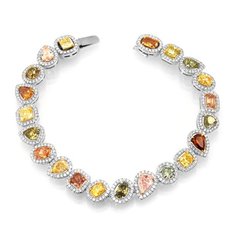 13.42 Carat, Fancy Intense Color Diamond Collage Halo Bracelet, Mix